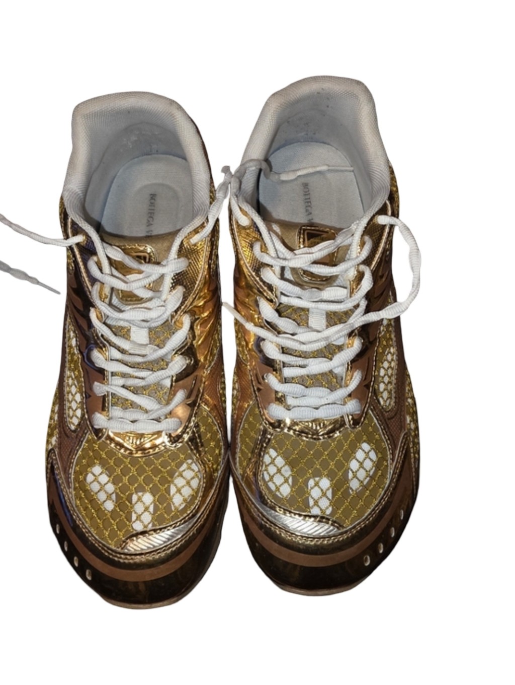 Metallic Gold Lace-Up Women's Fashion Sneakers By Unknown Brand